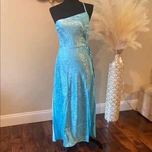 Lulu's One Shoulder Dress in Blue